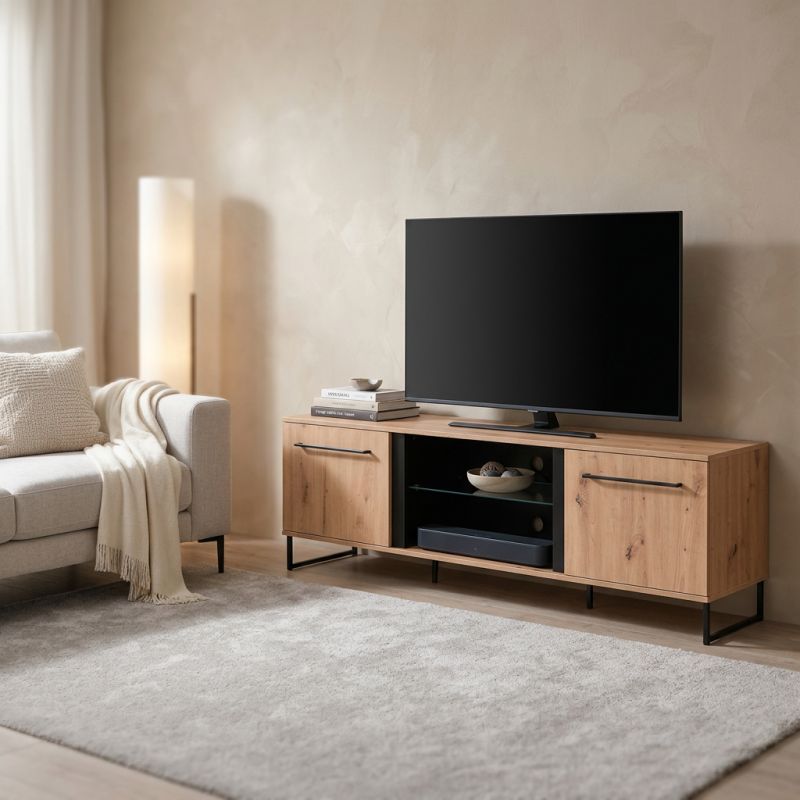 DODO - porta tv moderno colore rovere con 2 ante
