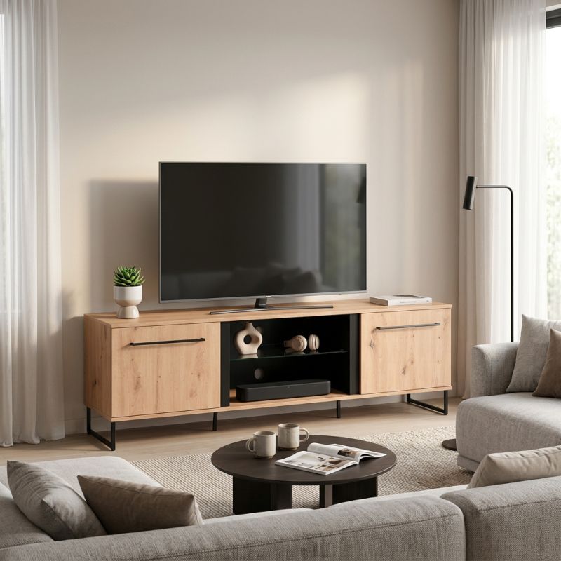 DODO - porta tv moderno colore rovere con 2 ante