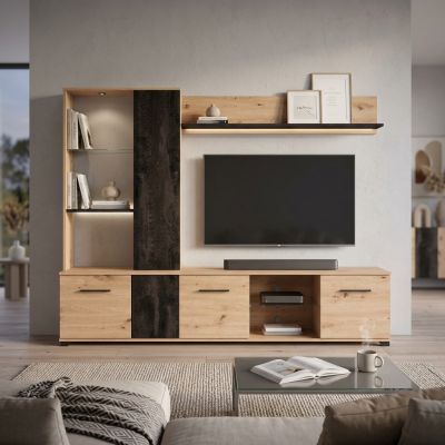 PAULIE - parete attrezzata soggiorno quattro ante moderna minimal in legno
