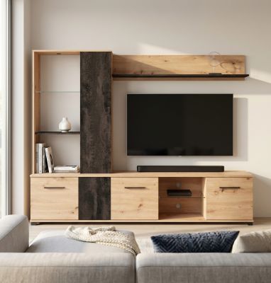 PAULIE - parete attrezzata soggiorno quattro ante moderna minimal in legno