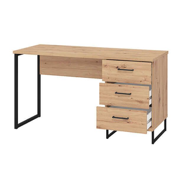 DODO - scrivania moderna con 3 cassetti colore rovere