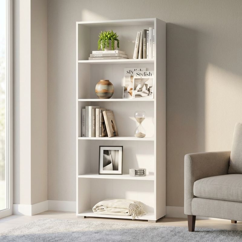 MADDIE - libreria cinque ripiani moderno minimal in legno