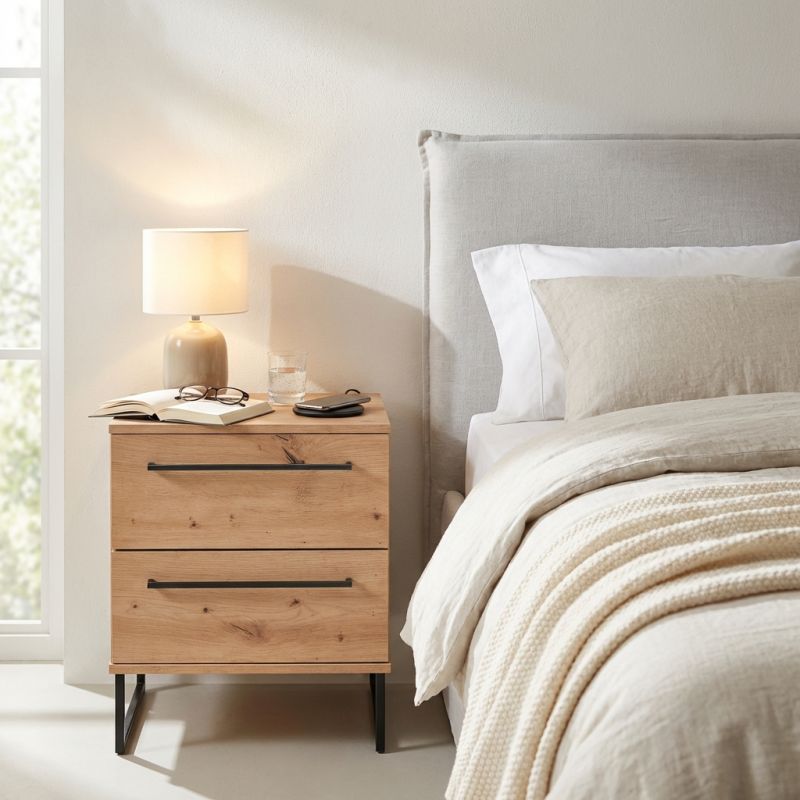 DODO - comodino moderno 2 cassetti colore rovere