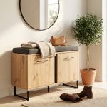 DODO - armadietto per ingresso con cuscino colore rovere