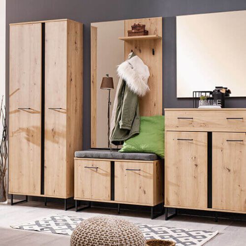 DODO - armadietto per ingresso con cuscino colore rovere