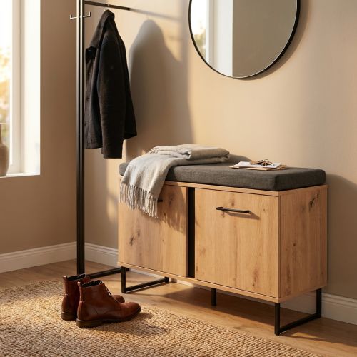 DODO - armadietto per ingresso con cuscino colore rovere