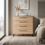 DODO - cassettiera moderna 4 cassetti colore rovere