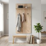 DODO - attaccapanni da parete moderno con mensola colore rovere