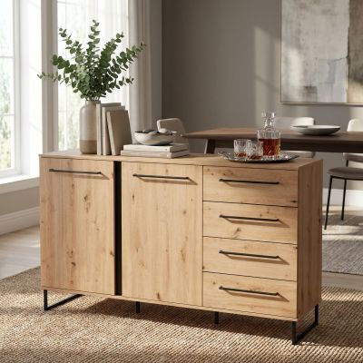 DODO - credenza con 2 ante e 4 cassetti colore rovere