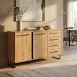 DODO - credenza con 2 ante e 4 cassetti colore rovere