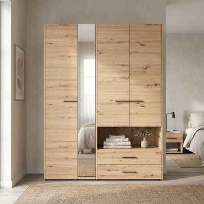 ESSENZA - armadio 4 ante 2 cassetti con specchio