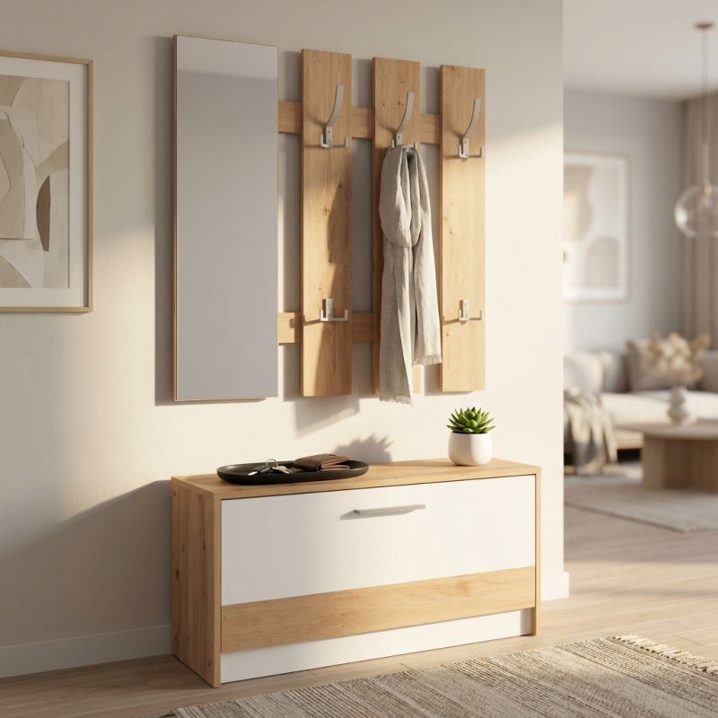 ADDIE - mobile ingresso appendiabiti moderno minimal in legno