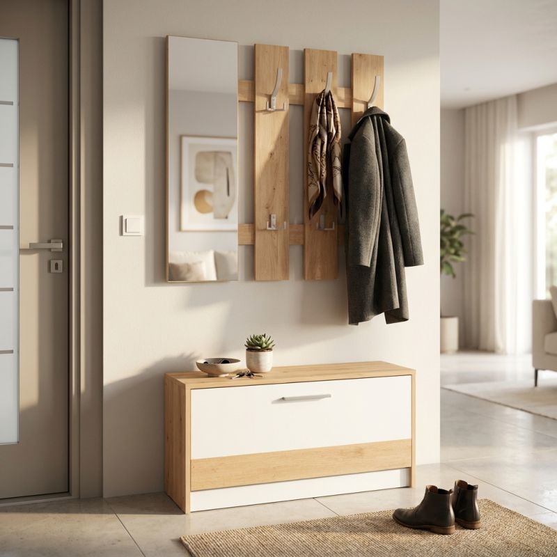 ADDIE - mobile ingresso appendiabiti moderno minimal in legno