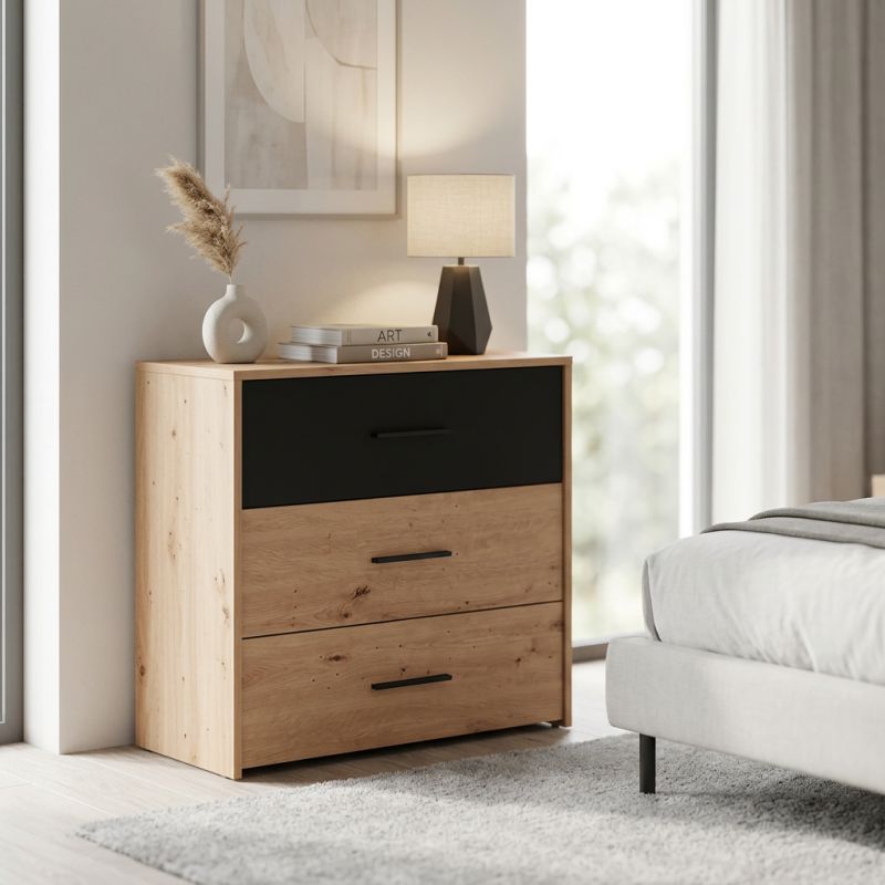 CADDIE - comò tre cassetti moderno minimal in legno