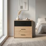 CADDIE - comò tre cassetti moderno minimal in legno