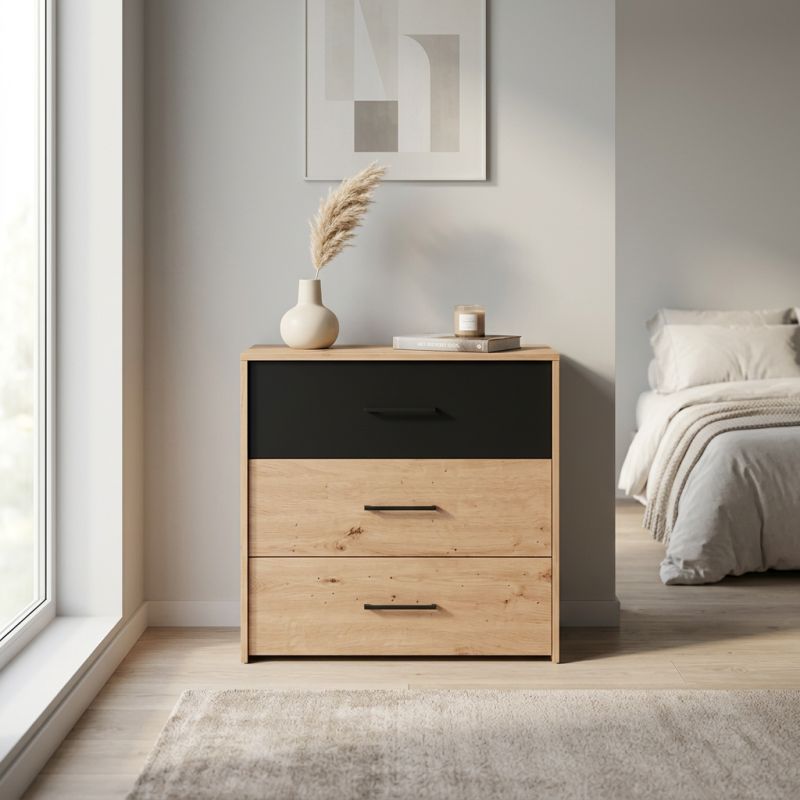 CADDIE - comò tre cassetti moderno minimal in legno