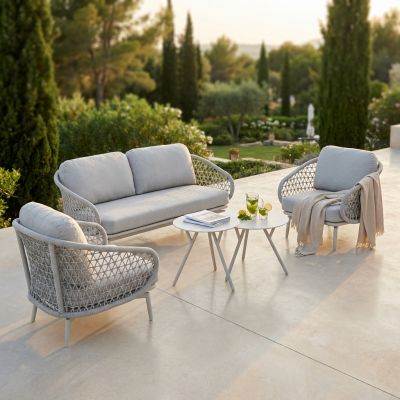 WAVEL - salotto da giardino in alluminio e corda 5 posti