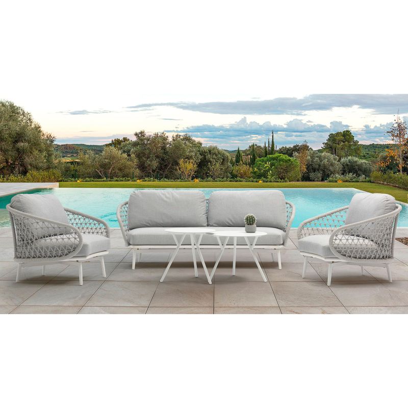 WAVEL - salotto da giardino in alluminio e corda 5 posti