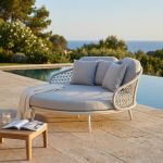 WAVEL - divano da giardino circolare in alluminio con cuscini