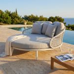 WAVEL - divano da giardino circolare in alluminio con cuscini