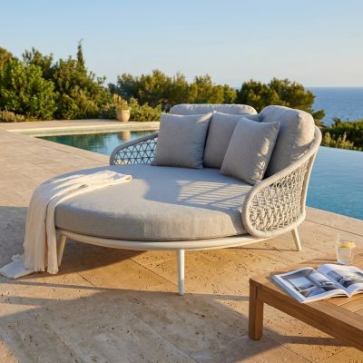 WAVEL - divano da giardino circolare in alluminio con cuscini