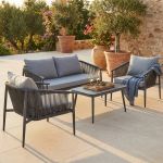 KISHORI - salotto da giardino in alluminio e corda 4 posti