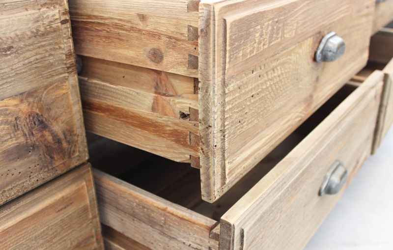 PEZ - porta tv con 6 cassetti in legno di pino riciclato