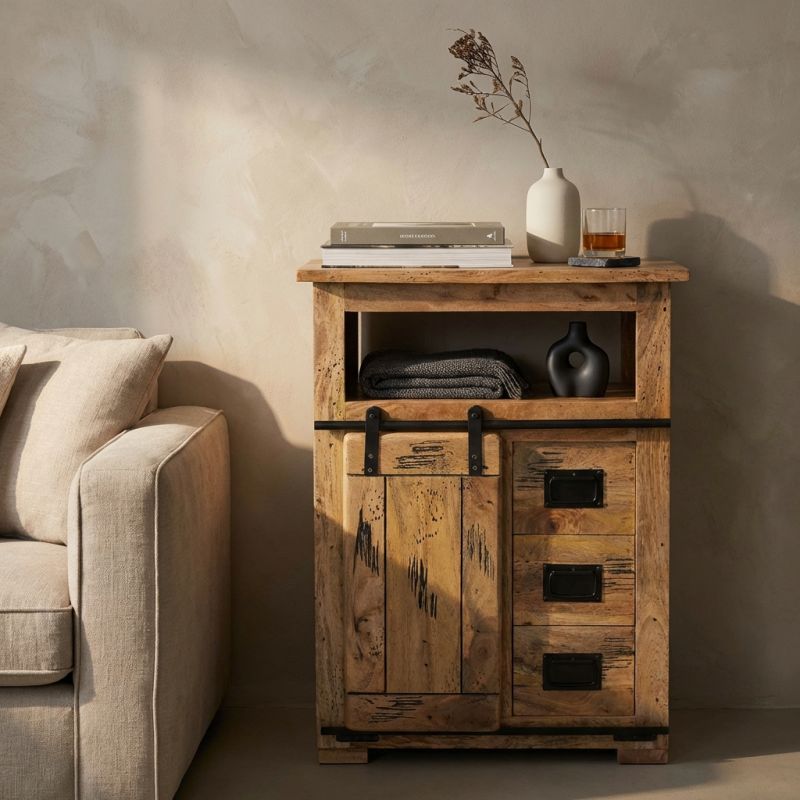 BEILY - mobiletto legno di mango 3 cassetti