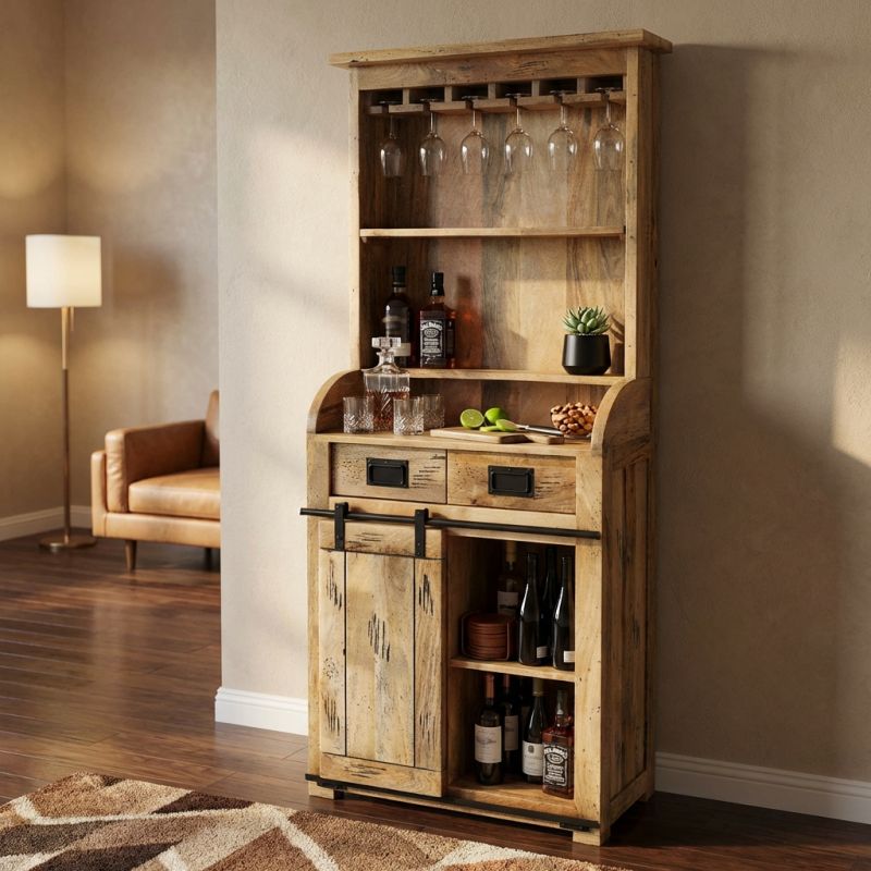 BEILY - credenza a giorno in legno di mango
