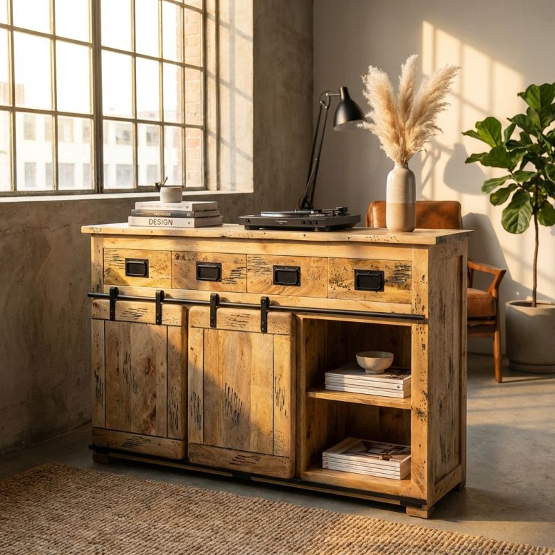 BEILY - madia legno di mango quattro cassetti