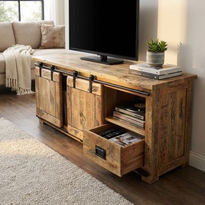 BEILY - porta tv legno di mango con 2 ante scorrevoli