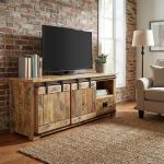 BEILY - porta tv legno di mango con 2 ante scorrevoli