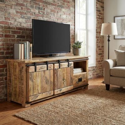 BEILY - porta tv legno di mango con 2 ante scorrevoli