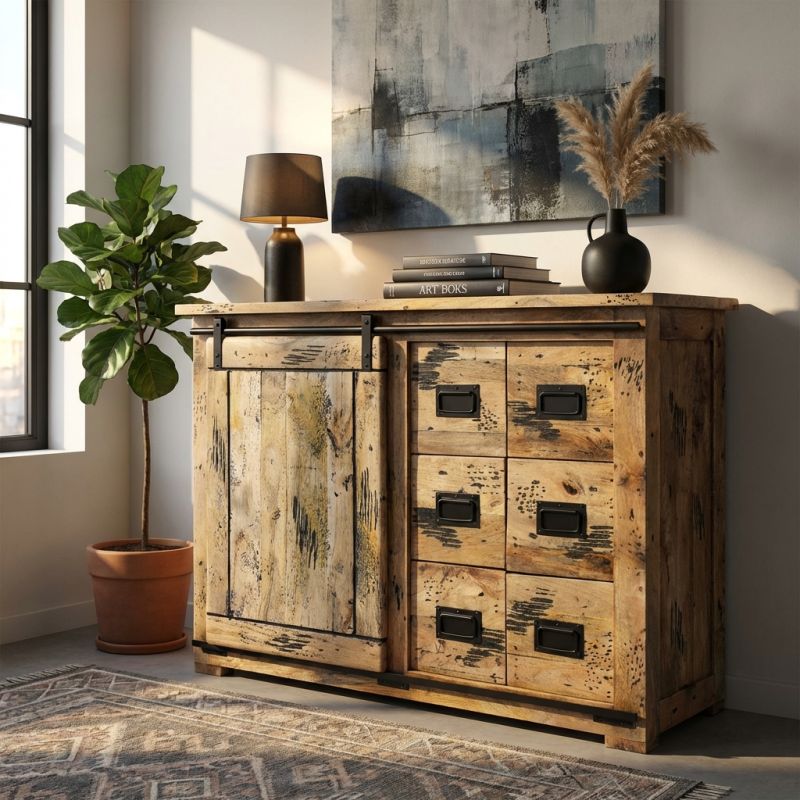 BEILY - madia legno di mango sei cassetti
