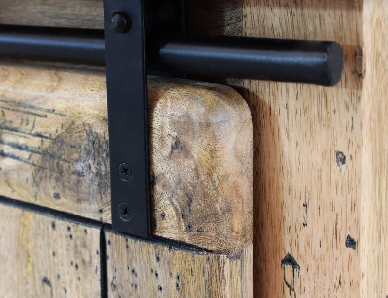 BEILY - porta tv legno di mango 1 anta scorrevole