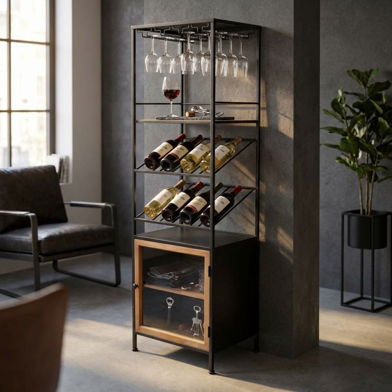 WINE - scaffale per bottiglie e calici