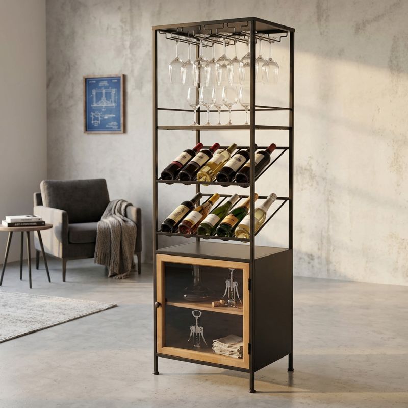 WINE - scaffale per bottiglie e calici