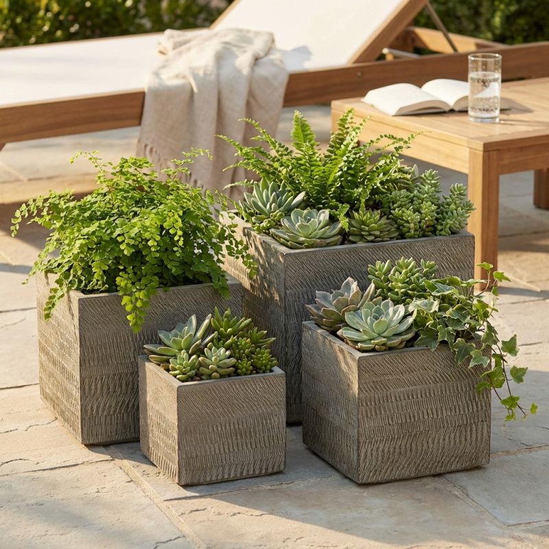 ACHILLEA - set di vasi in fibra sintetica