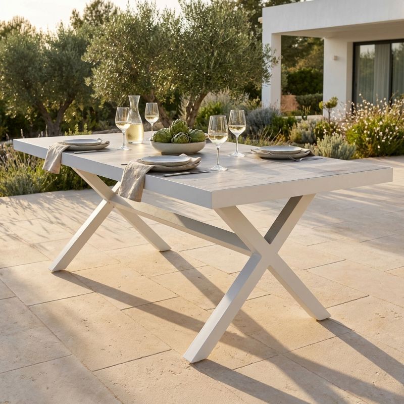 MACCAI - tavolo da giardino in alluminio e gres