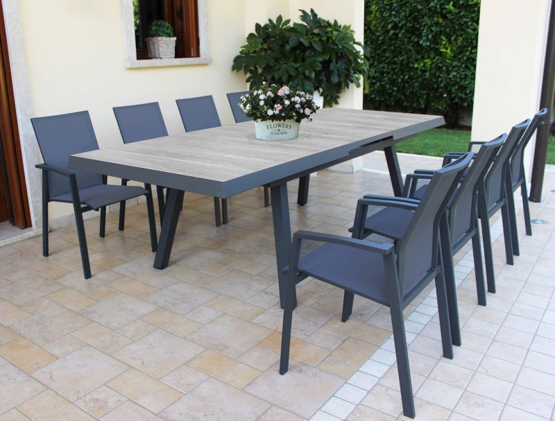BELL - tavolo da giardino allungabile in gres