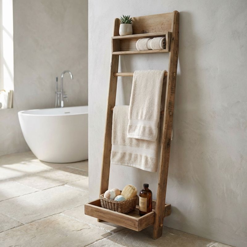LUKE - scaffale da bagno in pino riciclato