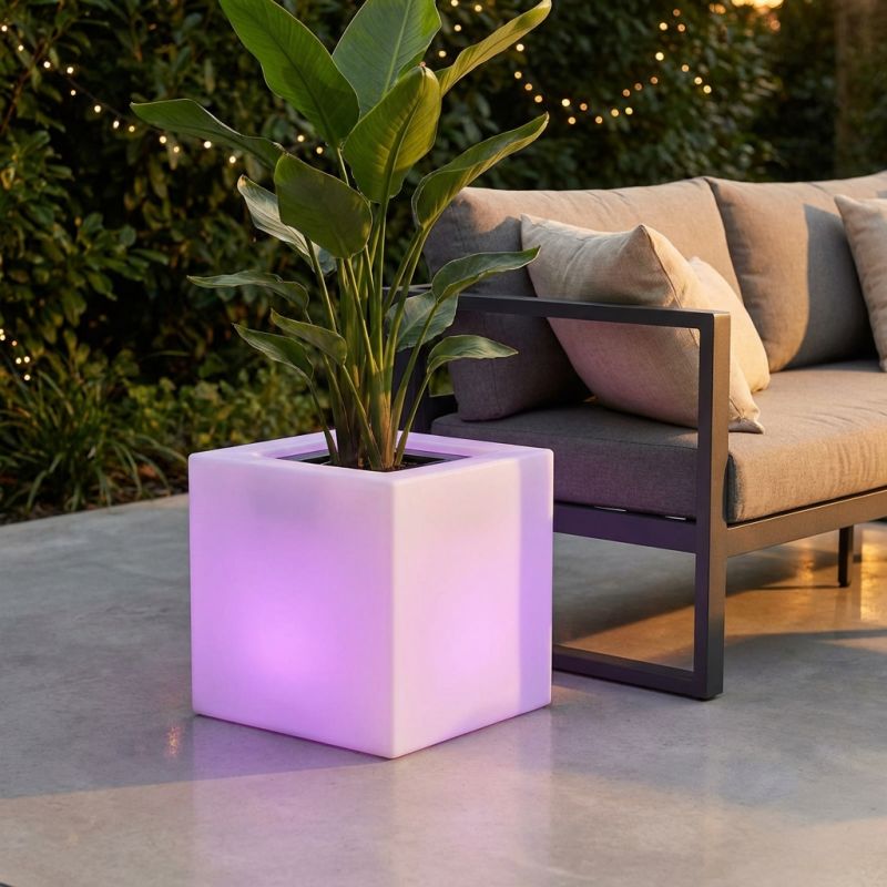 NAPPI - vaso luminoso rgb con pannello solare