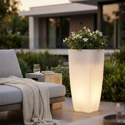 SILENTE - vaso luminoso rgb con pannello solare