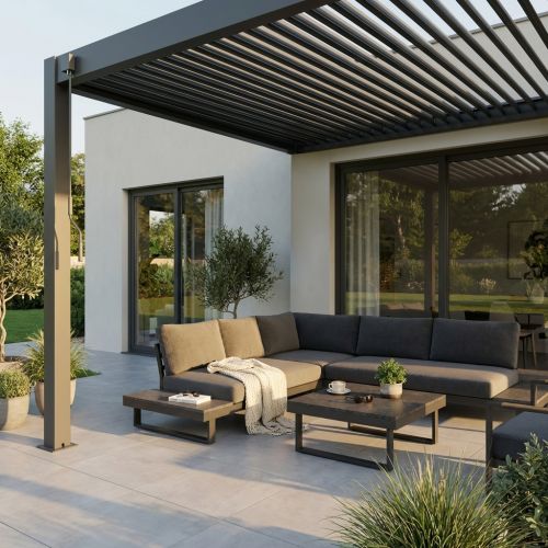 NIMBUS - pergola bioclimatica addossata in alluminio 4 x 4 m