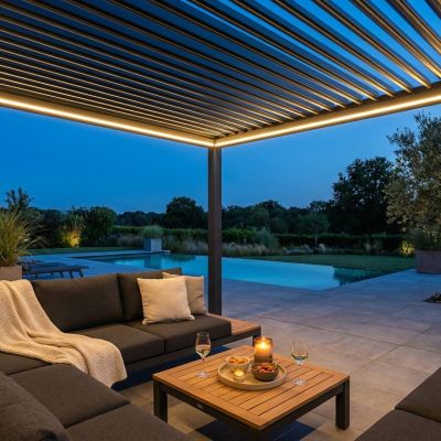 FIREBOLT - pergola bioclimatica motorizzata con led in alluminio 3 x 4 m