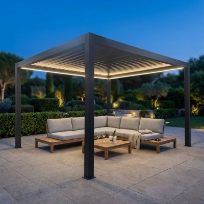 FIREBOLT - pergola bioclimatica motorizzata con led in alluminio 3 x 4 m