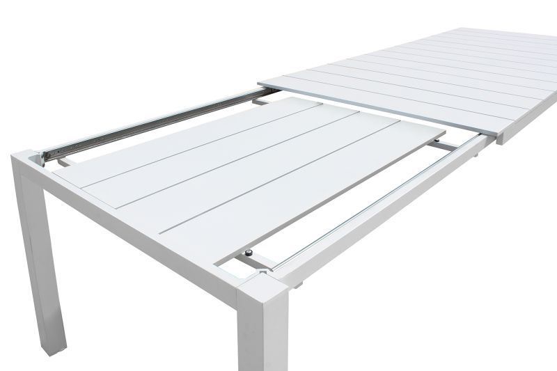 ALASKA - set tavolo in alluminio cm 214/280 x 100 x 75,5 h con 6 poltrone Lotus
