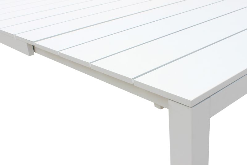 ALASKA - set tavolo in alluminio cm 214/280 x 100 x 75,5 h con 10 poltrone Lotus