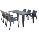 ARIZONA - set tavolo in alluminio cm 52/104/156/208/260 x 85 x 74 h con 6 poltrone Lotus