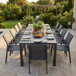 ARIZONA - set tavolo in alluminio cm 85 x 51,50/104/156/208/260 x 74 h con 10 poltrone Lotus